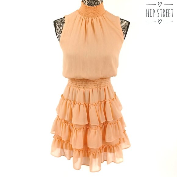 Express Dresses & Skirts - EXPRESS Sleeveless High Neck Ruffle Tier Skirt Chiffon Mini Dress S